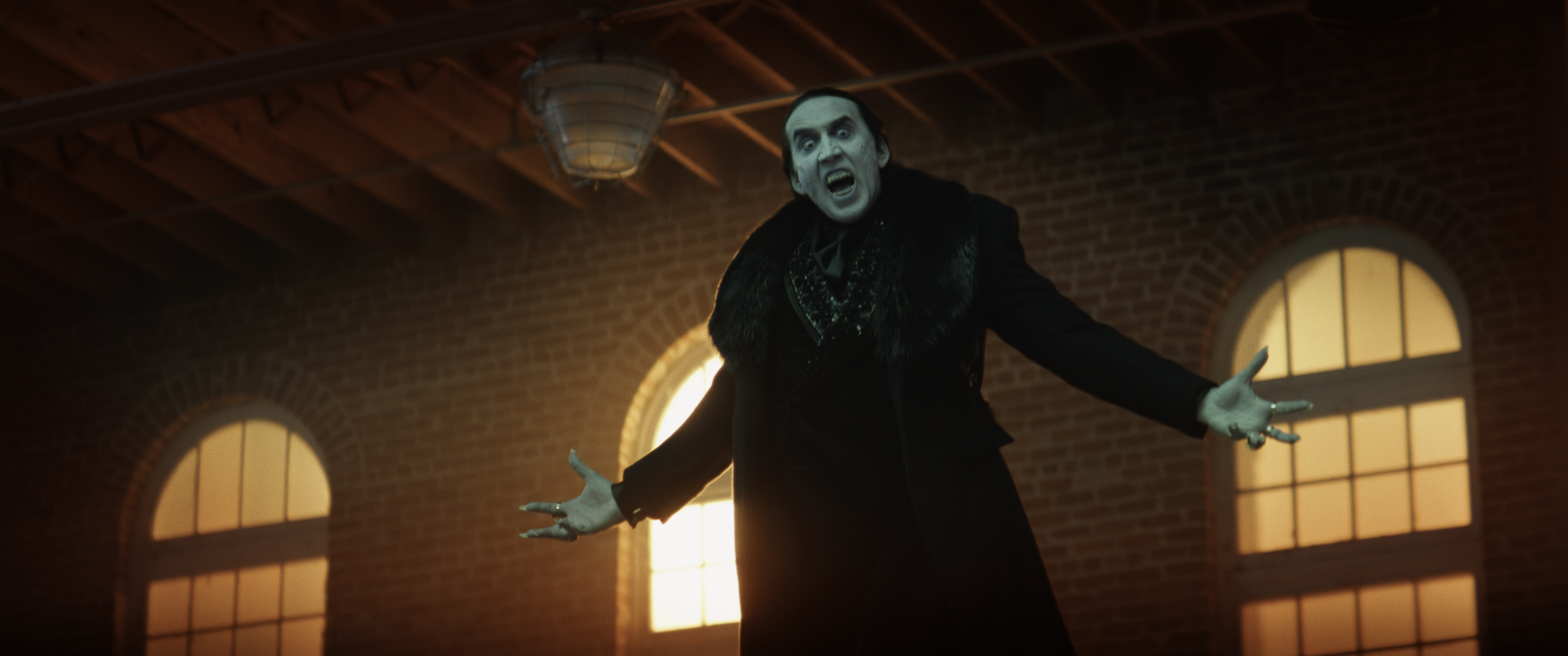 Nicolas Cage as Dracula in Renfield, directed by Chris McKay.